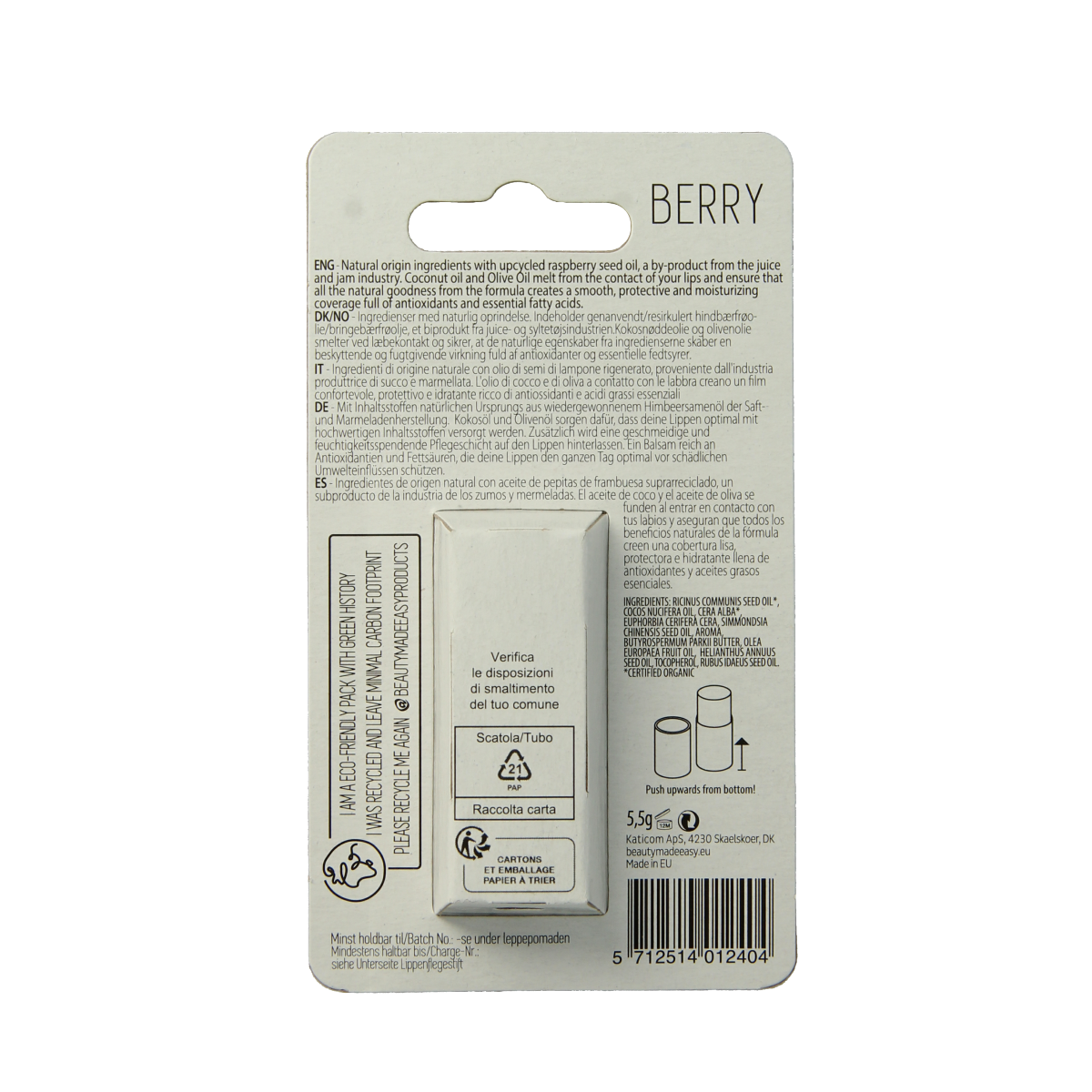 Beauty Made Easy Papertube lipbalm berry 5.50 Gram