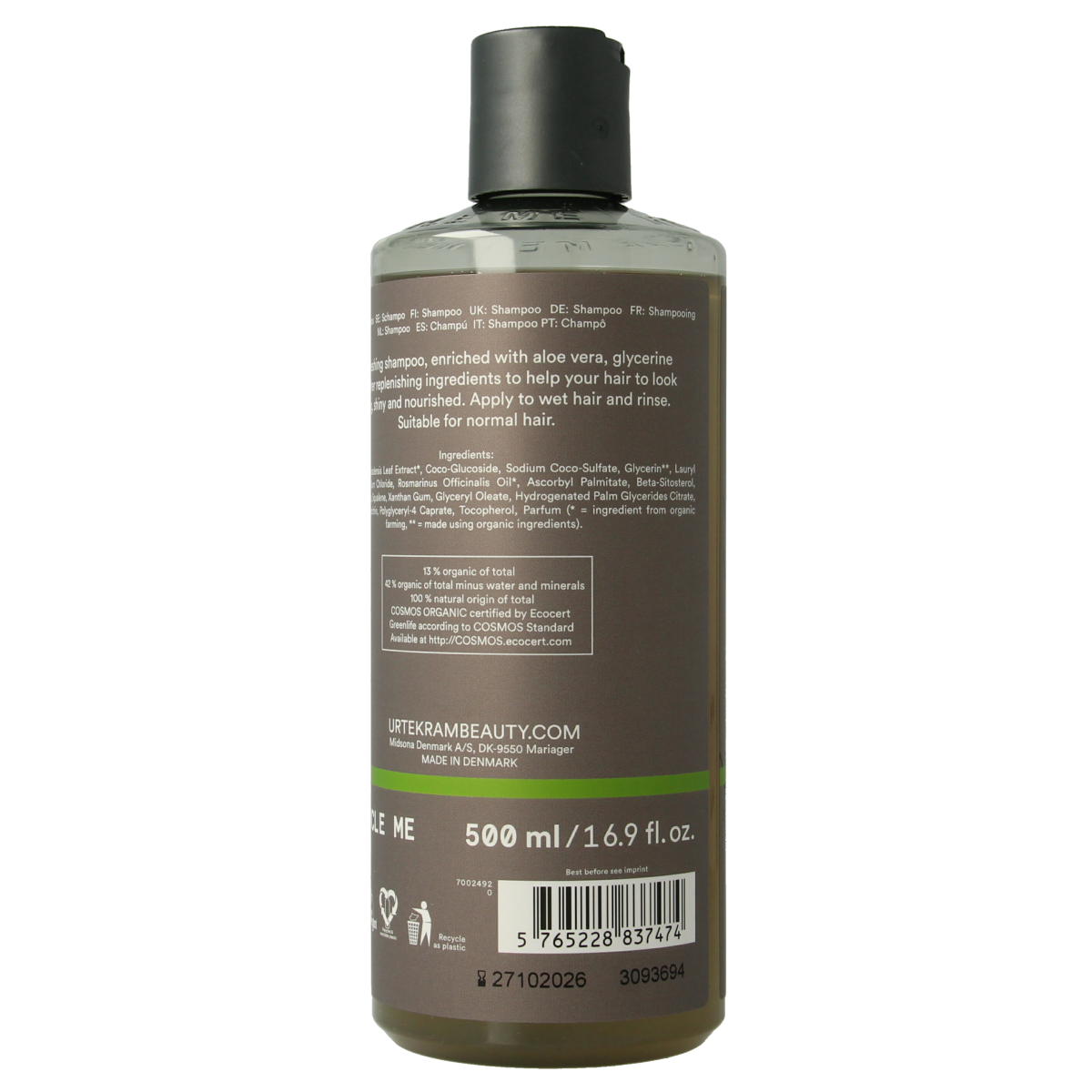 Urtekram Shampoo rozemarijn 500.00 Milliliter