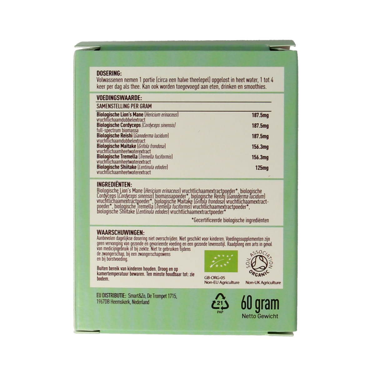 Mushrooms for Life Myco synergy poeder bio 60.00 Gram