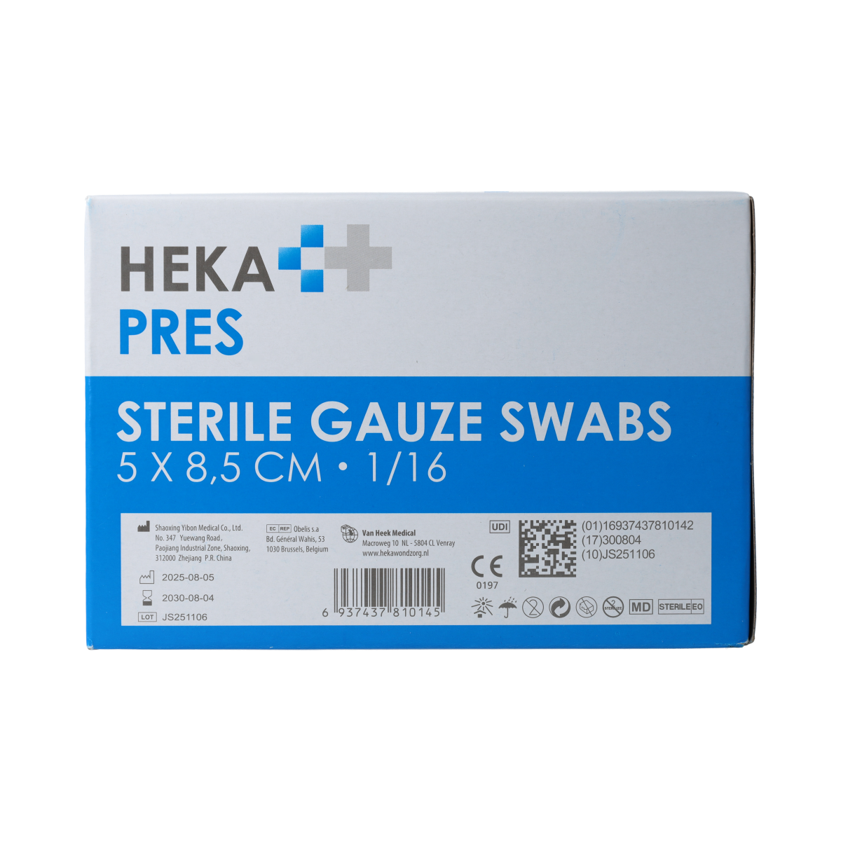 Hekapres Hydrofiel gaaskompres 5x8.5cm 100.00 Stuks