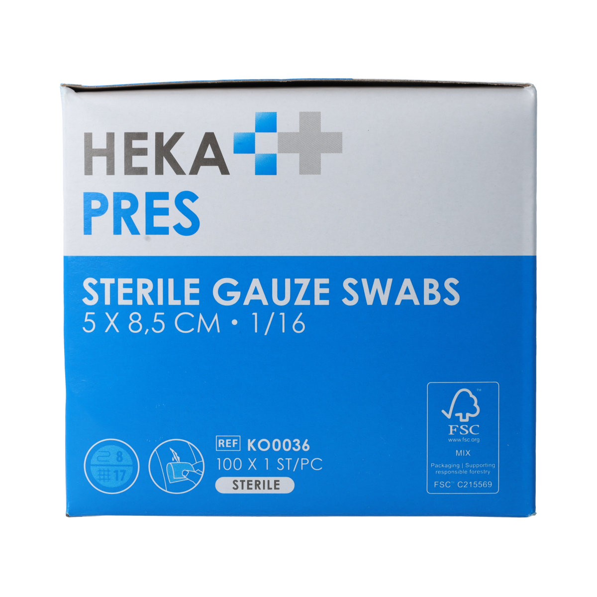 Hekapres Hydrofiel gaaskompres 5x8.5cm 100.00 Stuks