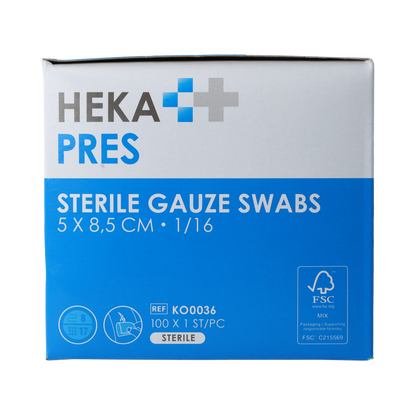 Hekapres Hydrofiel gaaskompres 5x8.5cm 100.00 Stuks