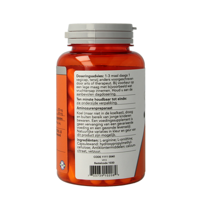NOW Arginine & ornithine 500 / 250mg 100.00 Vegetarische capsules