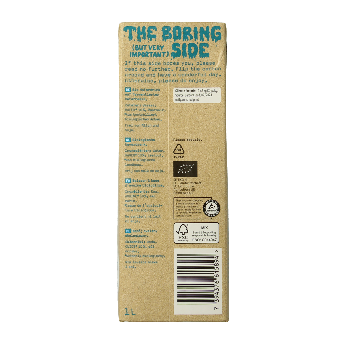 Oatly Haverdrank bio  1.00 Liter