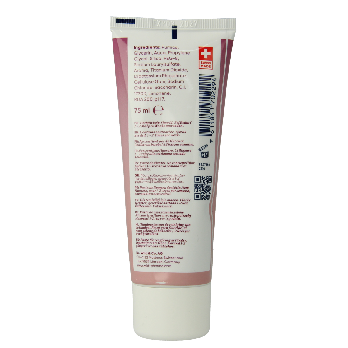 Wild  Depurdent clean & polish whitening tandpasta 75.00 Milliliter