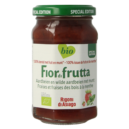 Fiordifrutta Aardbeien en wilde aardbeien met munt jam bio 250.00 Gram