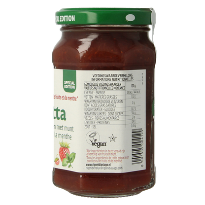 Fiordifrutta Aardbeien en wilde aardbeien met munt jam bio 250.00 Gram