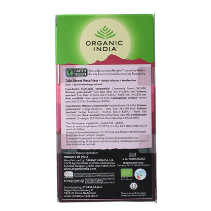 Organic India Tulsi sweet rose thee bio 25.00 Stuks