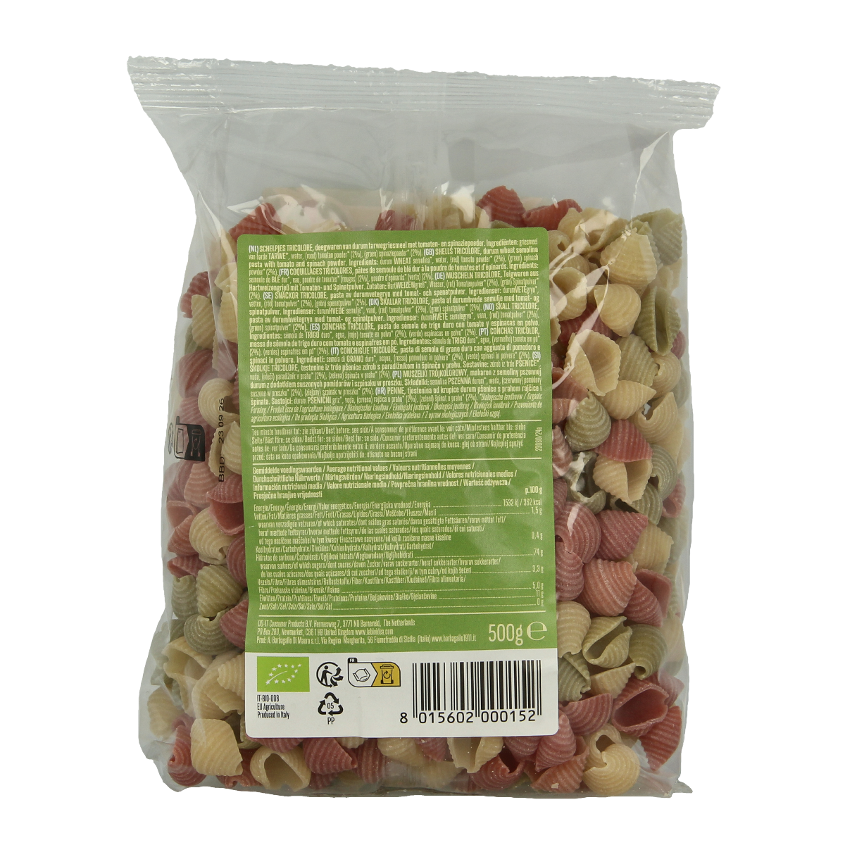 Bioidea Grote schelp tricolore bio 500.00 Gram