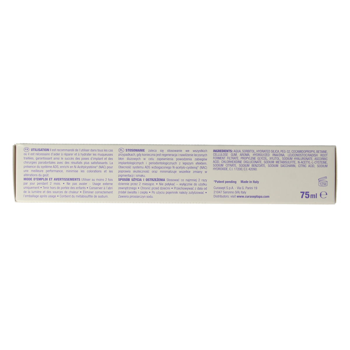 Curasept ADS DNA Implant Pro 720 CHX 0,20% + HA tandpasta 75.00 Milliliter