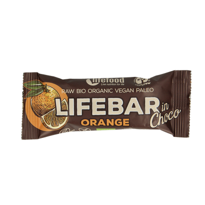 Lifefood Lifebar inchoco sinaasappel bio raw 40.00 Gram