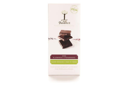 Balance Choco stevia tablet puur bosbes aardbei 85.00 Gram