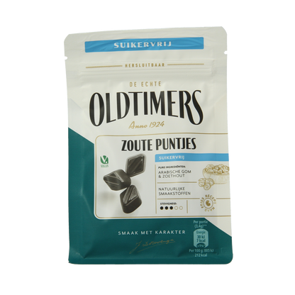Oldtimers Zoute puntjes suikervrij 100.00 Gram