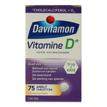 Davitamon Vitamine D volwassenen smelttablet 75.00 Tabletten