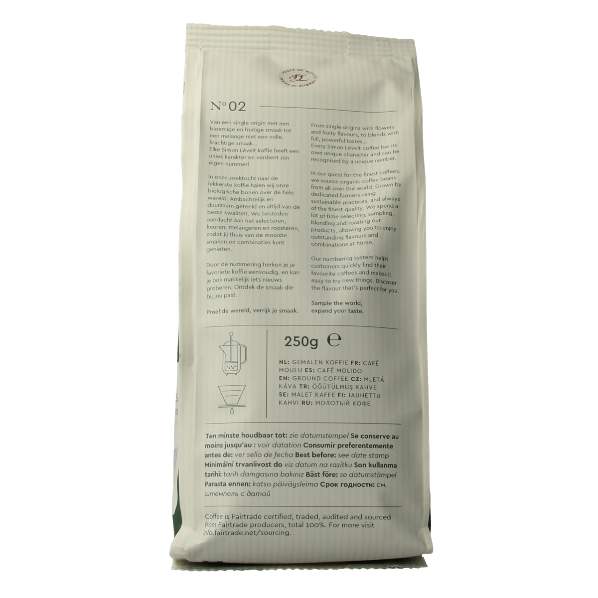 Simon Levelt Cafe organico forte snelfilter bio 250.00 Gram