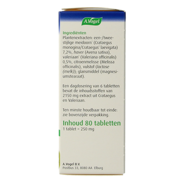 A Vogel Crataegus + valeriaan tabletten 80.00 Tabletten