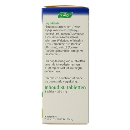 A Vogel Crataegus + valeriaan tabletten 80.00 Tabletten