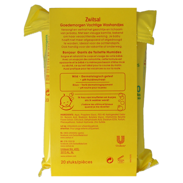 Zwitsal Goedemorgen vochtige washandjes 20.00 Stuks