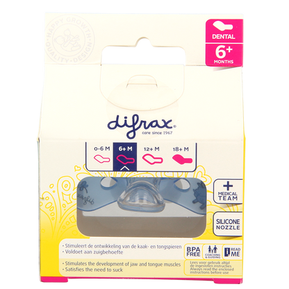 Difrax Fopspeen dental 6+ maanden glow in the dark 1.00 Stuks