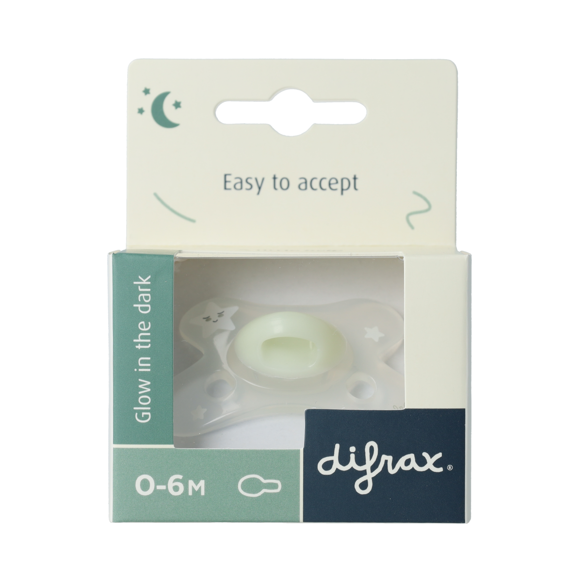 Difrax Fopspeen natural 0-6 maanden nacht 1.00 Stuks