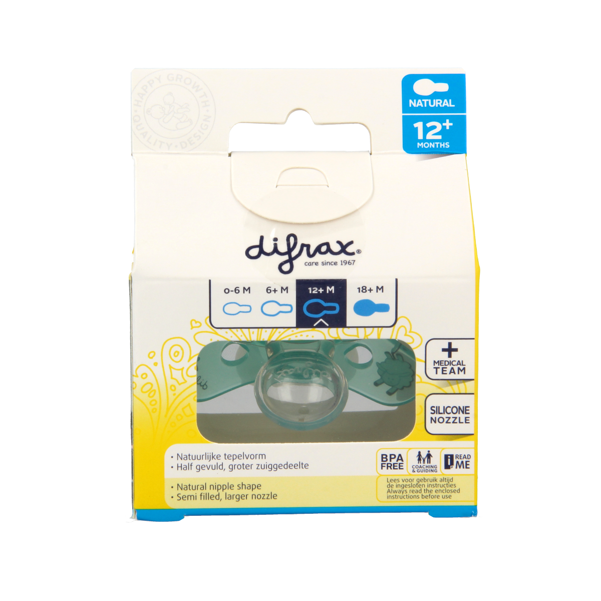 Difrax Fopspeen natural 12+ maanden nacht 1.00 Stuks