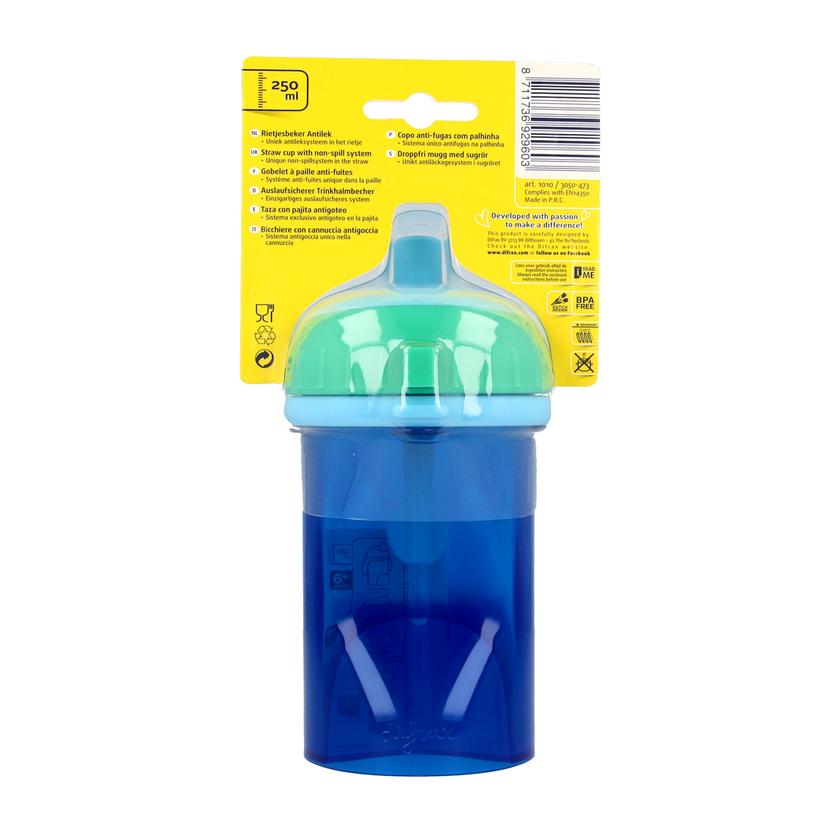 Difrax Anti lek rietjes beker assorti 1.00 Stuks
