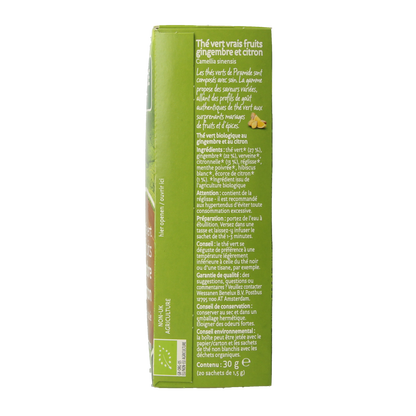 Piramide Groene thee met gember en citroen bio 20.00 Zakjes