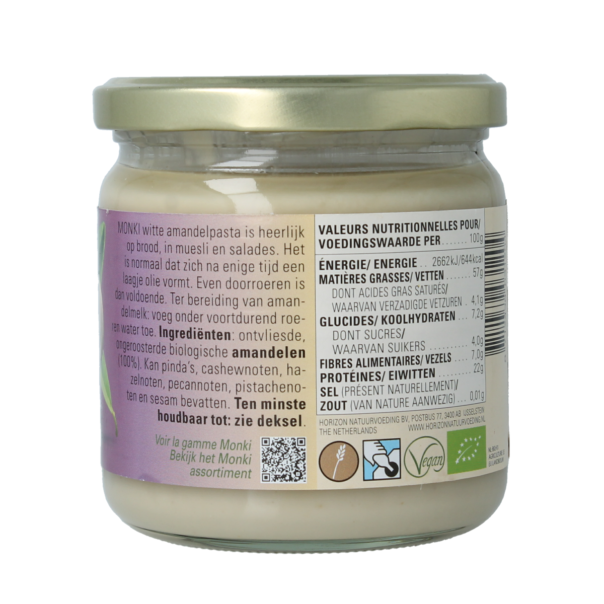 Monki Witte amandelpasta eko bio 330.00 Gram