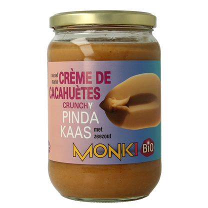 Monki Pindakaas crunchy met zout eko bio 650.00 Gram