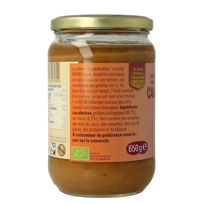 Monki Pindakaas crunchy met zout eko bio 650.00 Gram