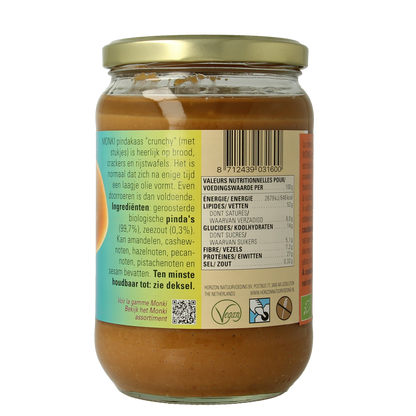 Monki Pindakaas crunchy met zout eko bio 650.00 Gram