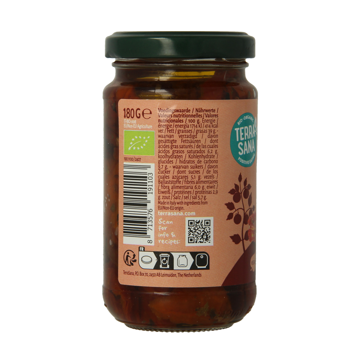 TerraSana Tomaten zongedroogd in olijfolie bio 180.00 Gram
