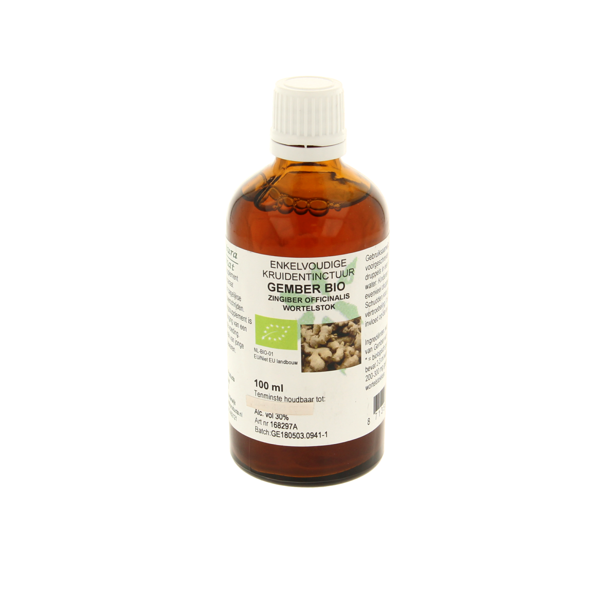 De Cruydhof Zingiber officinalis rhiz/gember tinctuur bio 100.00 Milliliter