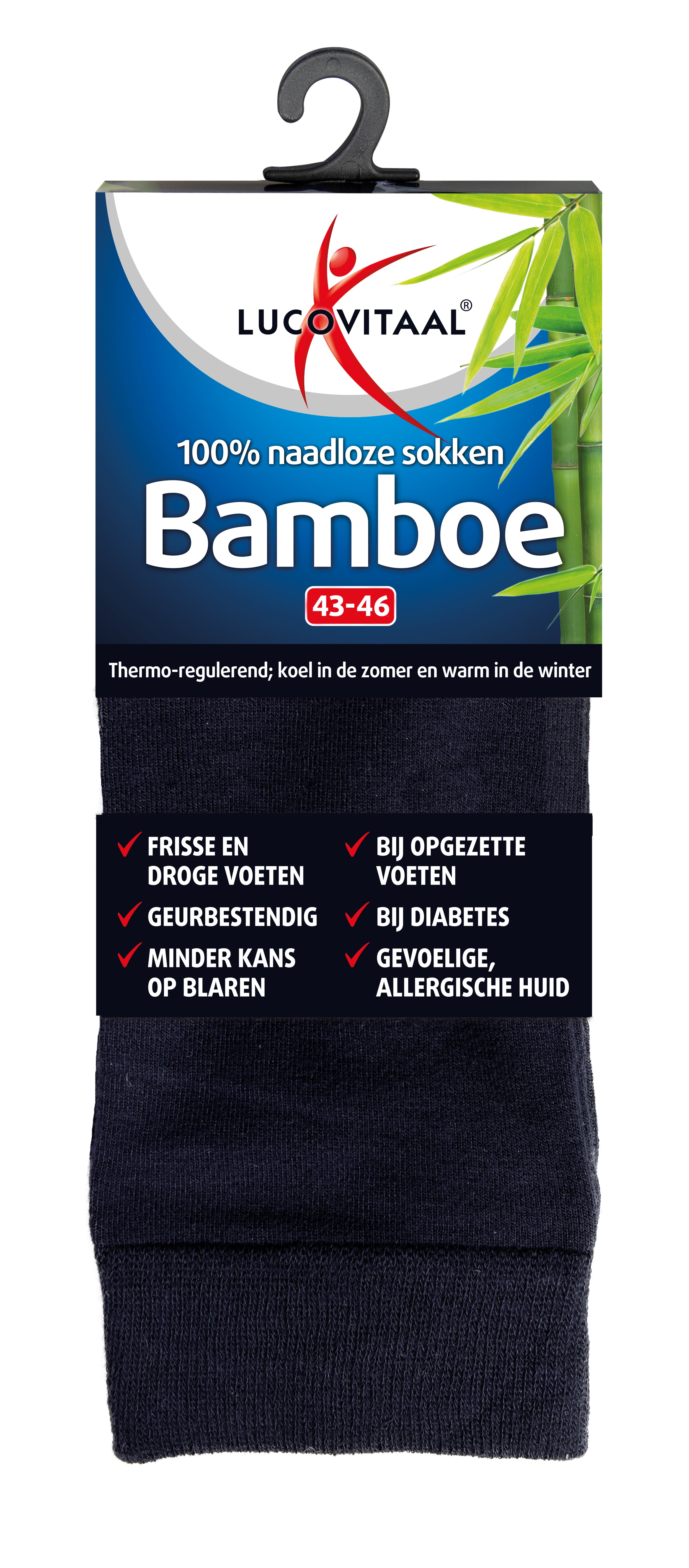 Lucovitaal Bamboe sok lang blauw  maat 43-46 1.00 Paar