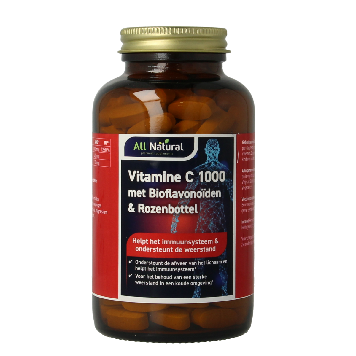 All Natural Vitamine C 1000 met bioflavonoiden & rozenbottel 200.00 Tabletten