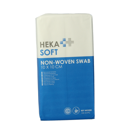 Heka Soft Non-woven kompres 10 x 10cm niet steriel 8 lagen 100.00 Stuks
