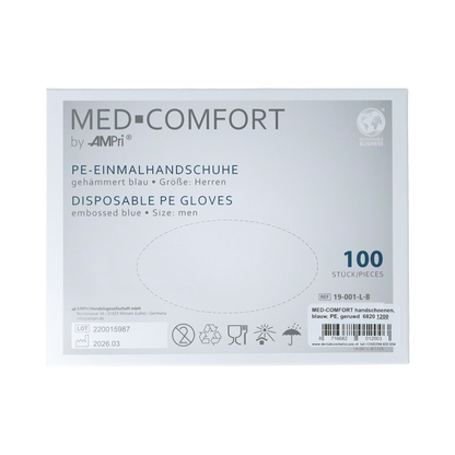Med Comfort Handschoen PE geruwd blauw 100.00 Stuks
