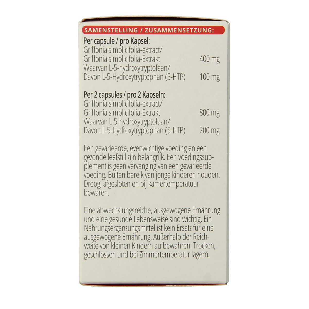 Vitals 5-HTP 100mg 60.00 Vegetarische capsules