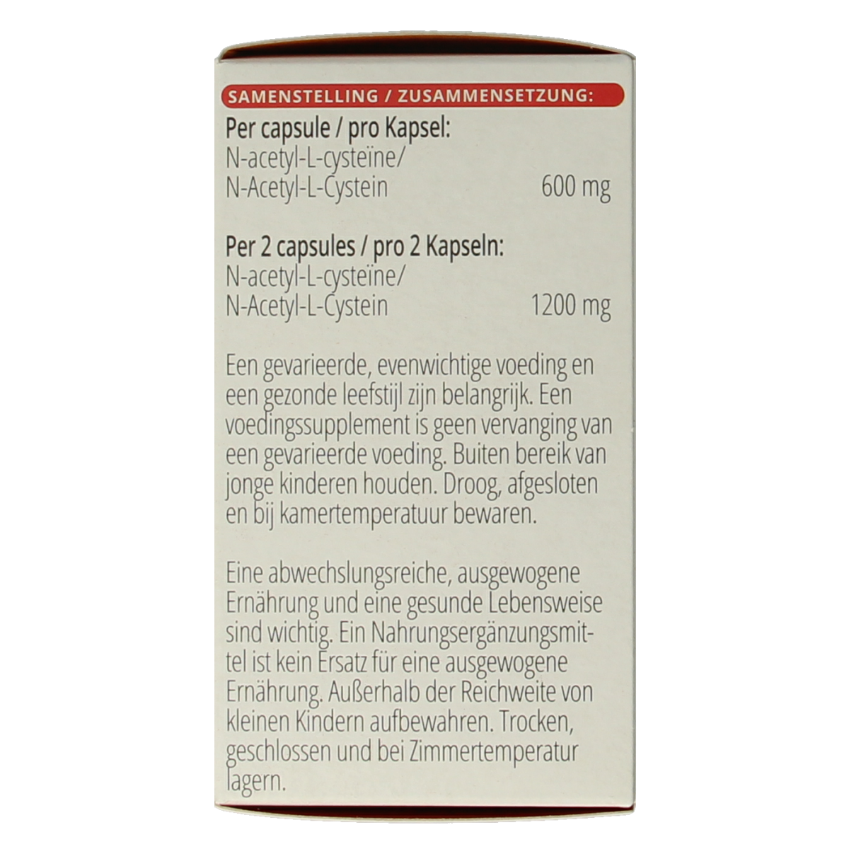 Vitals N-Acetyl-L-cysteine 600 mg 60.00 Vegetarische capsules