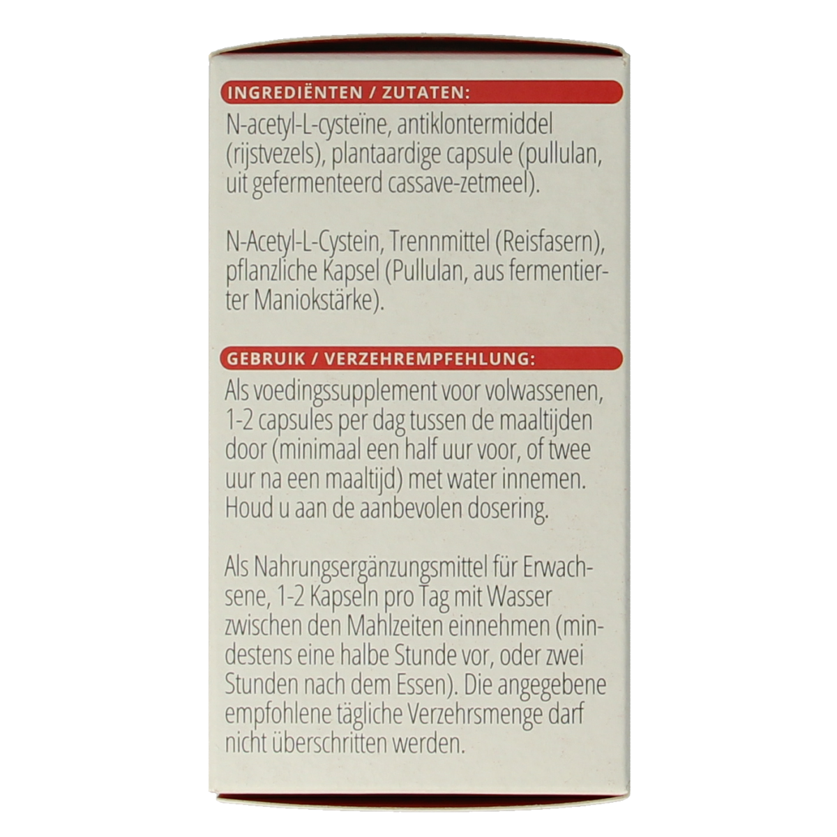 Vitals N-Acetyl-L-cysteine 600 mg 60.00 Vegetarische capsules