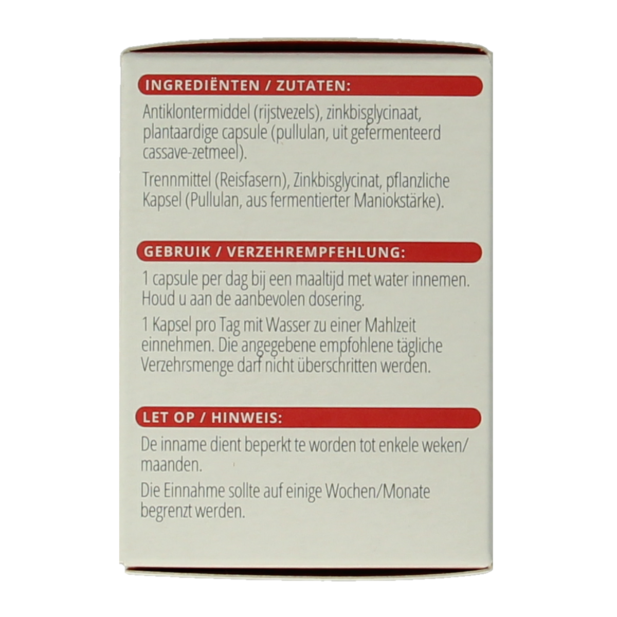 Vitals Zink 15mg 100.00 Capsules