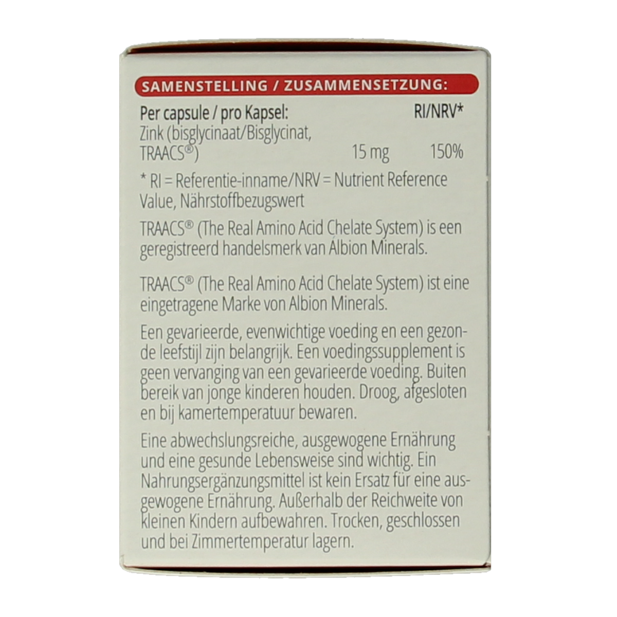 Vitals Zink 15mg 100.00 Capsules
