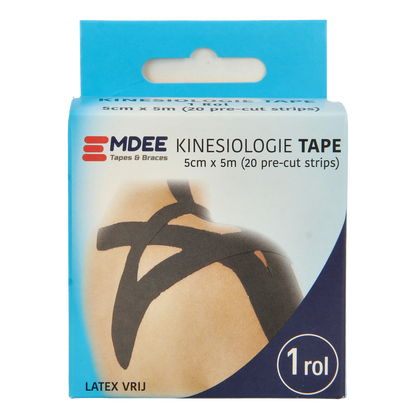 Emdee Kinesio tape zwart pre cut 1.00 Stuks