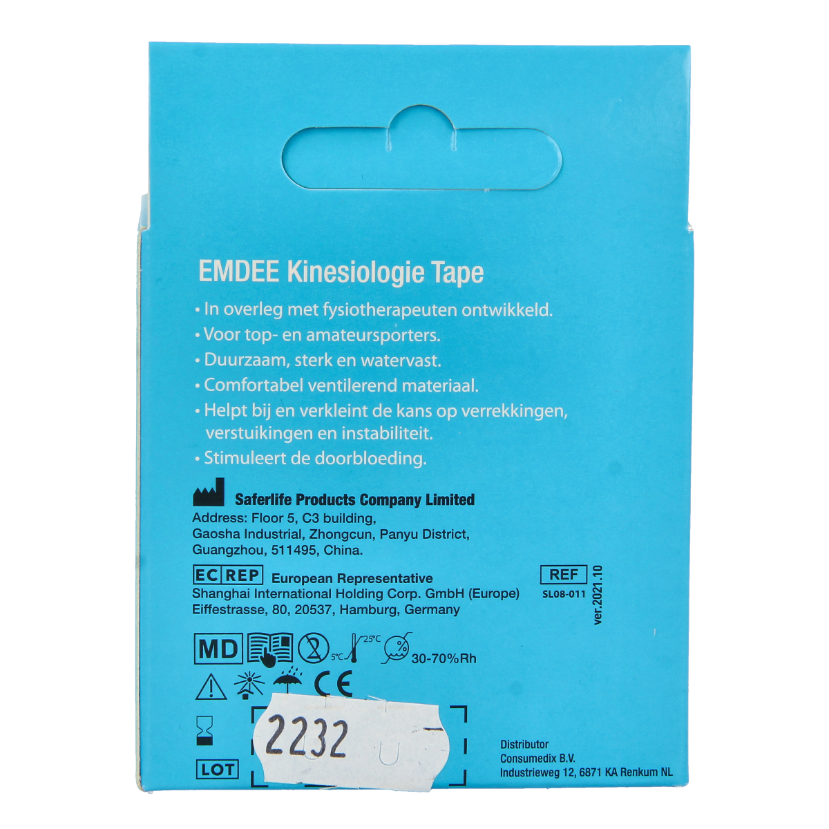 Emdee Kinesio tape zwart pre cut 1.00 Stuks