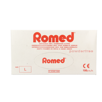 Romed Vinyl handschoen niet steriel poedervrij L 100.00 Stuks