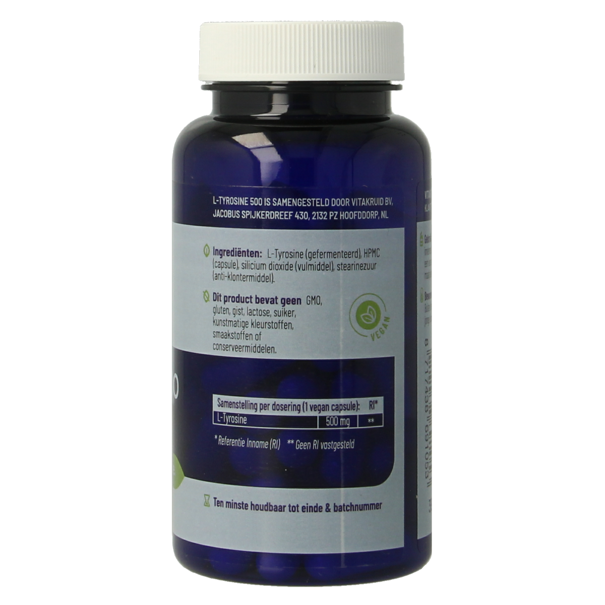 Vitakruid L-Tyrosine 500mg uit fermentatie 60.00 Vegetarische capsules