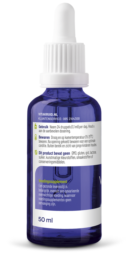 Vitakruid Vegan Omega 3 algenolie 1250 tryglyceriden 500 DHA 50.00 Milliliter
