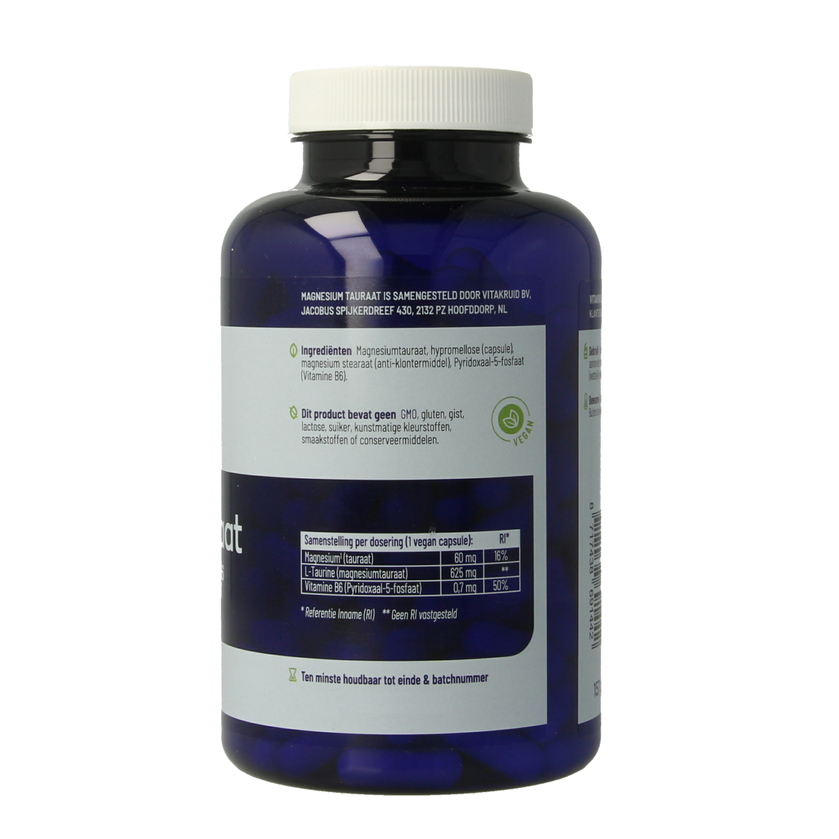 Vitakruid Magnesium Tauraat met Vitamine B6 (P-5-P) 180.00 Vegetarische capsules