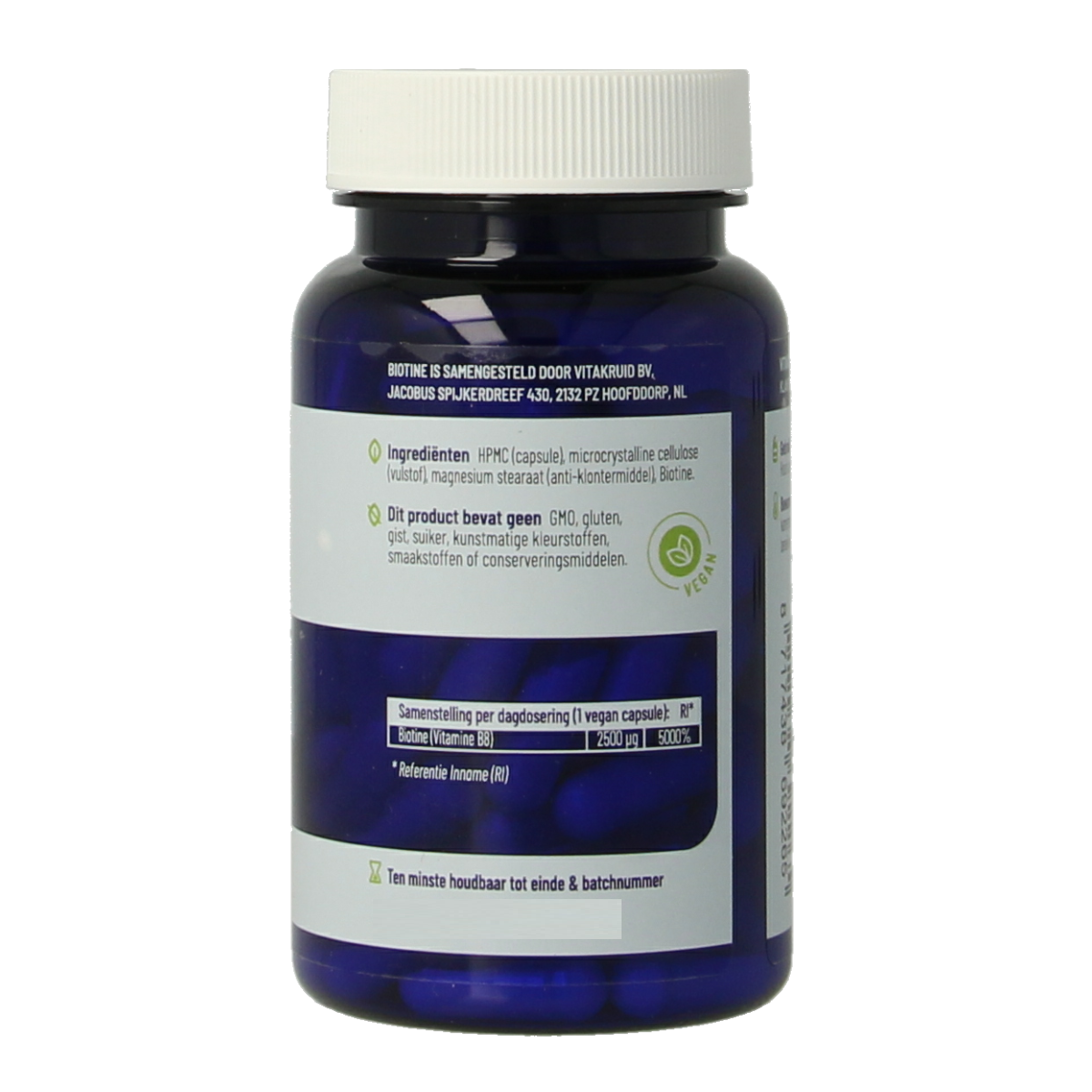 Vitakruid Biotine 2500 mcg voor Huid, Haar & Nagels 90.00 Vegetarische capsules