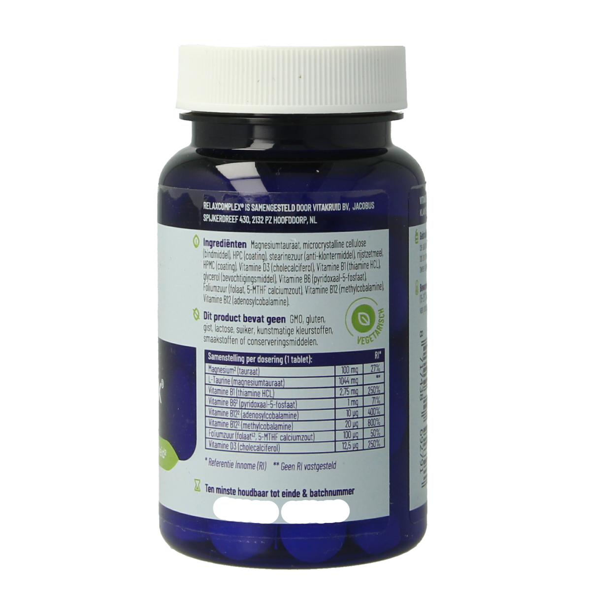 Vitakruid RelaxComplex oa Magnesium Tauraat & Vitamine D3 30.00 Tabletten